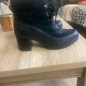 UGG Black Lace-Up Heeled Boots
